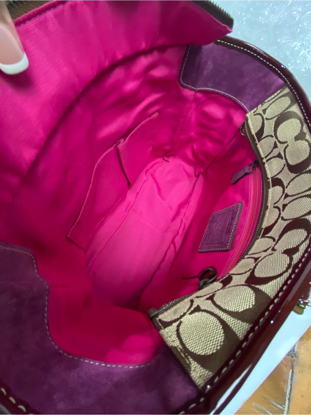 Coach Vintage Signature C Purple Suede Turnlock Tote - Picture 7 of 15